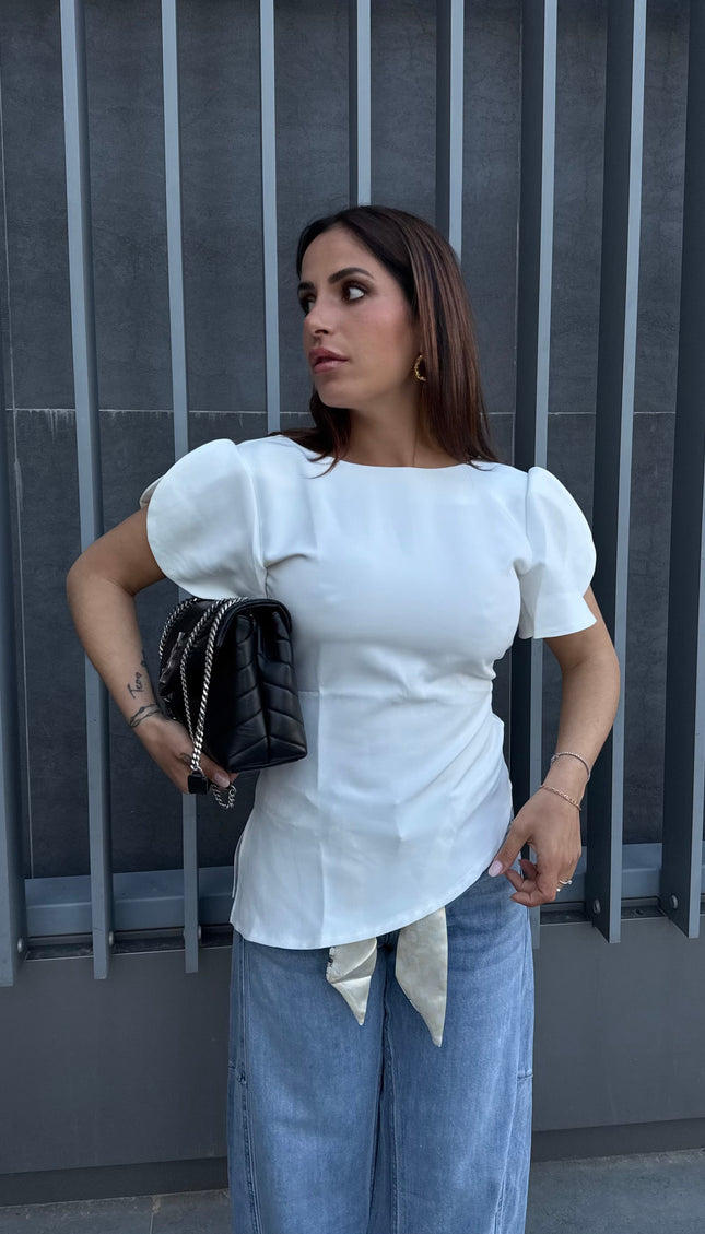Blusa asimmetrica bianca