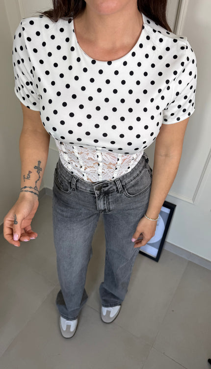 T-shirt Bustier Pois bianca