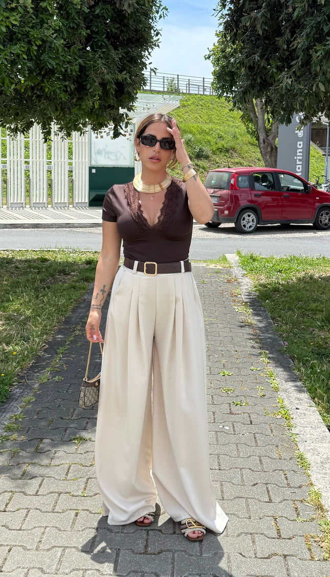 Panta palazzo beige