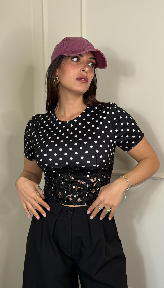 T-shirt bustier Pois Nera