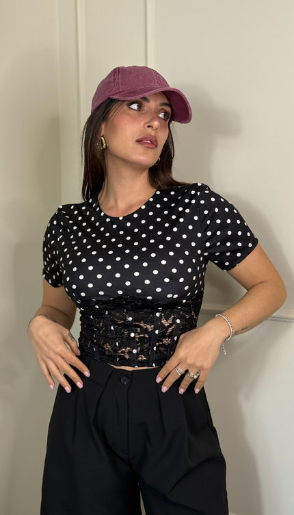 T-shirt bustier Pois Nera