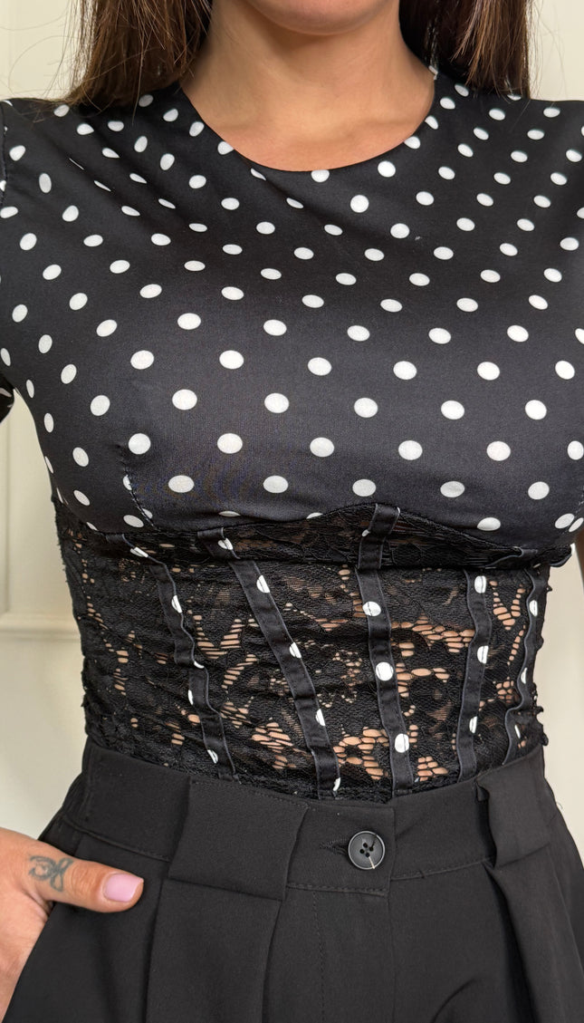 T-shirt bustier Pois Nera