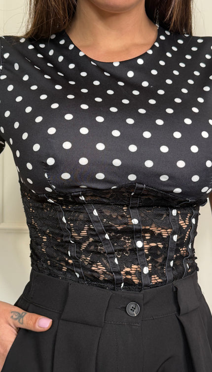 T-shirt bustier Pois Nera