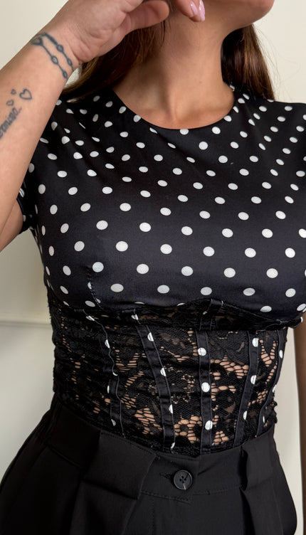 T-shirt bustier Pois Nera