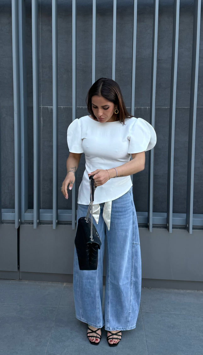 Blusa asimmetrica bianca