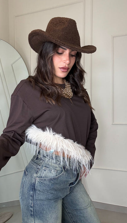 Maglia Piume Marrone