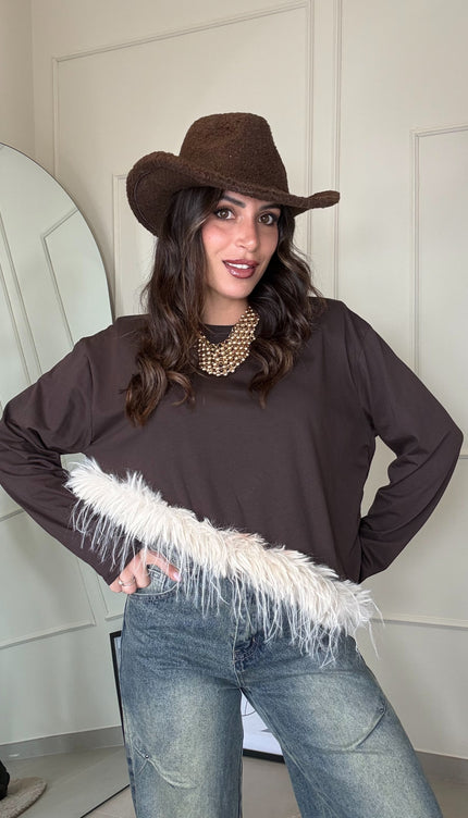 Maglia Piume Marrone