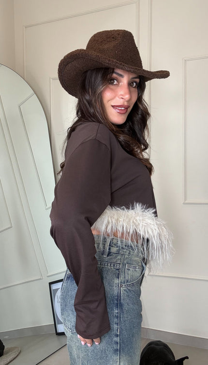 Maglia Piume Marrone