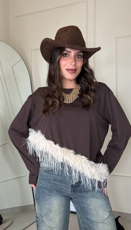Maglia Piume Marrone