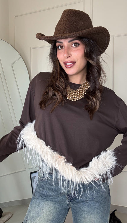 Maglia Piume Marrone