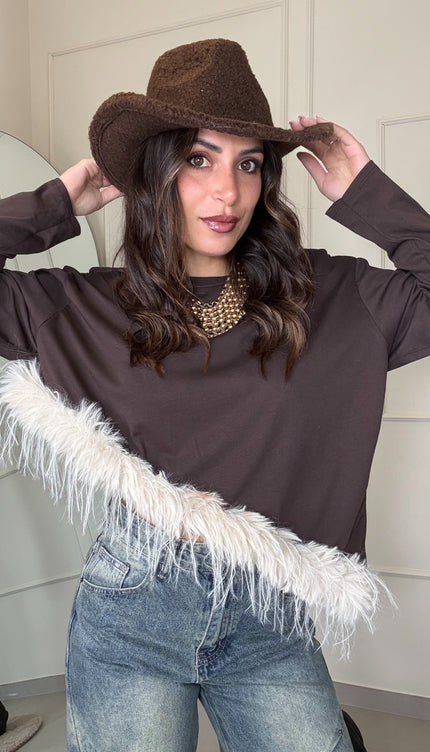 Maglia Piume Marrone