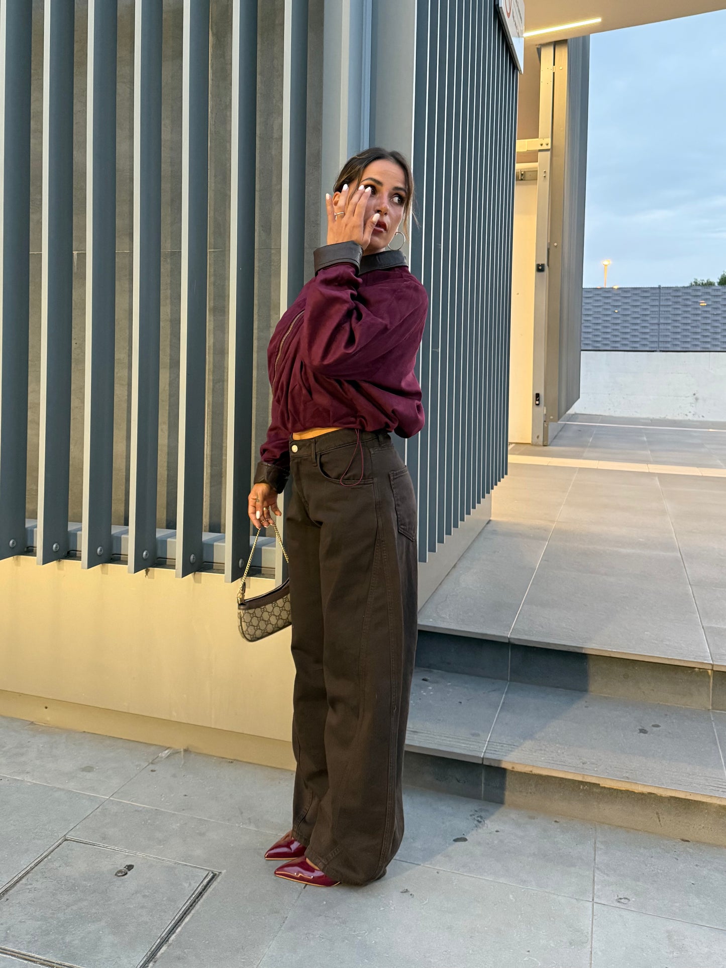 Pantalone balloon marrone