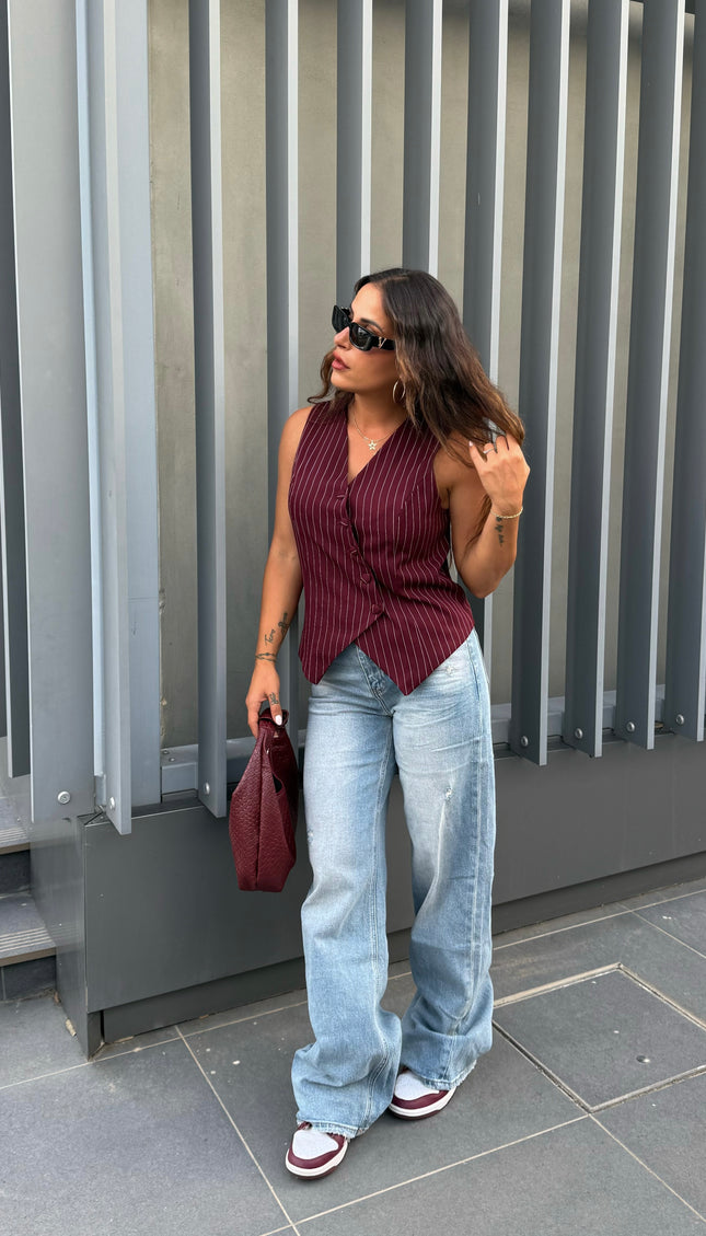 Gilet Gessato Bordeaux