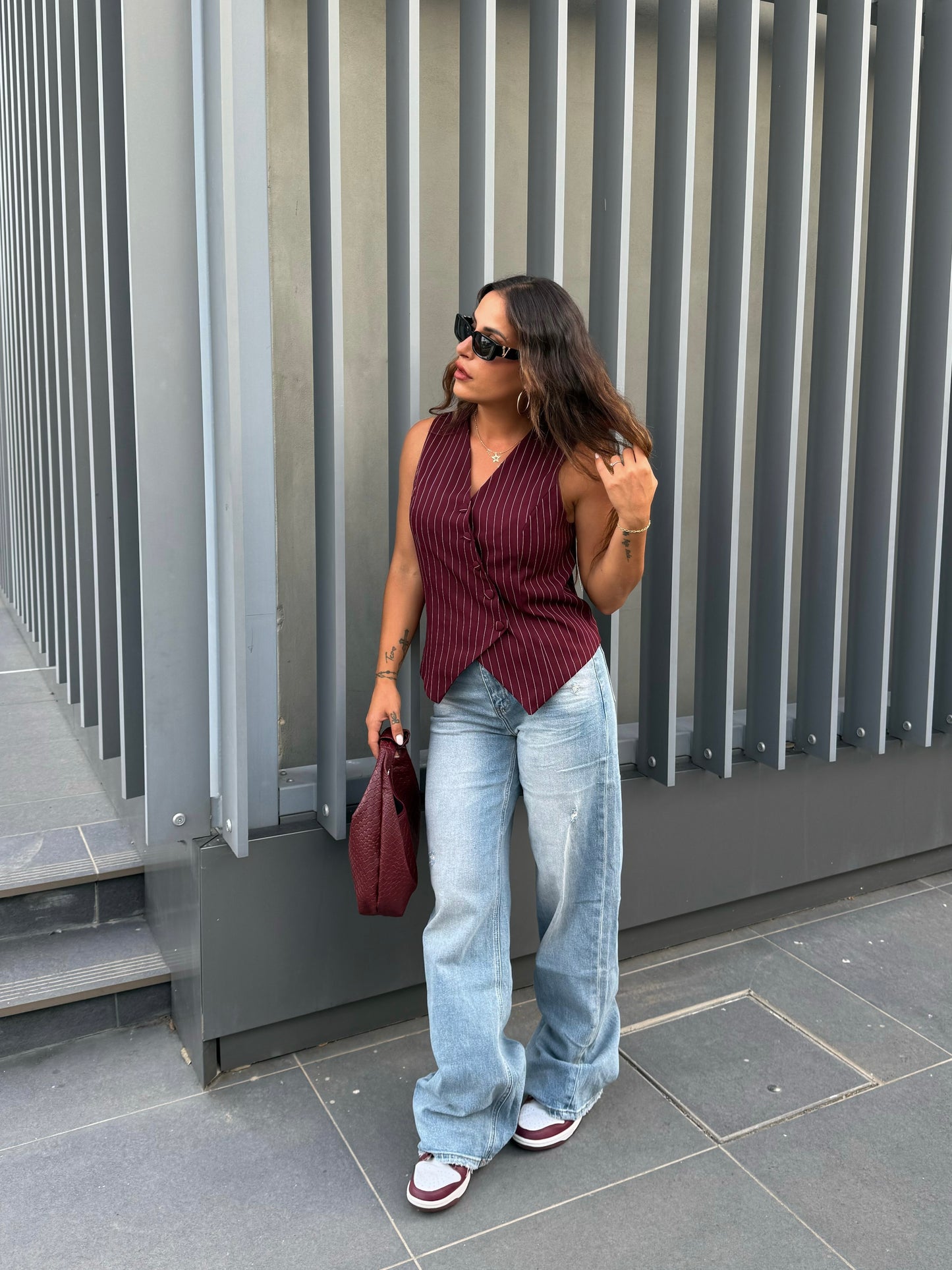 Gilet Gessato Bordeaux