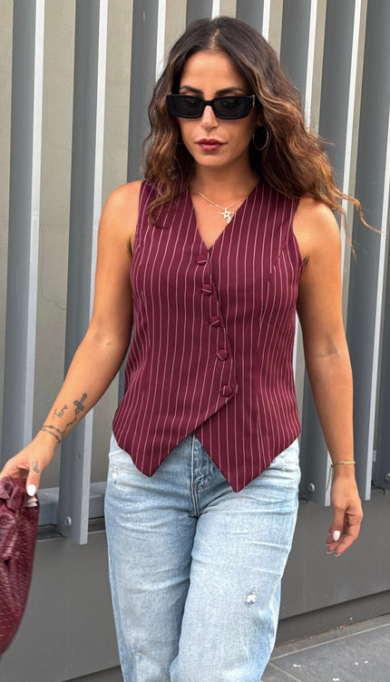 Gilet Gessato Bordeaux