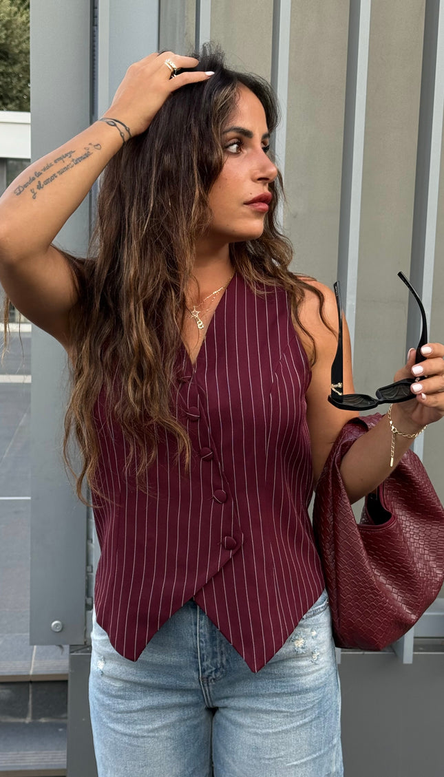 Gilet Gessato Bordeaux