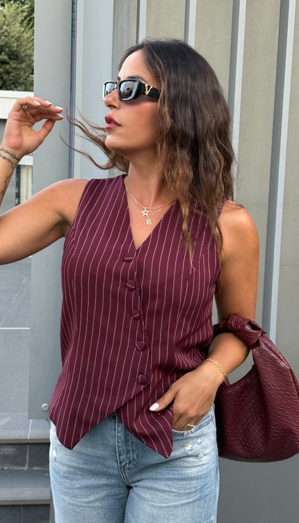 Gilet Gessato Bordeaux