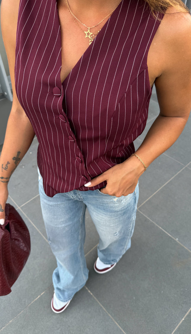 Gilet Gessato Bordeaux