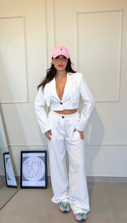 Coordinato Gessato Bianco