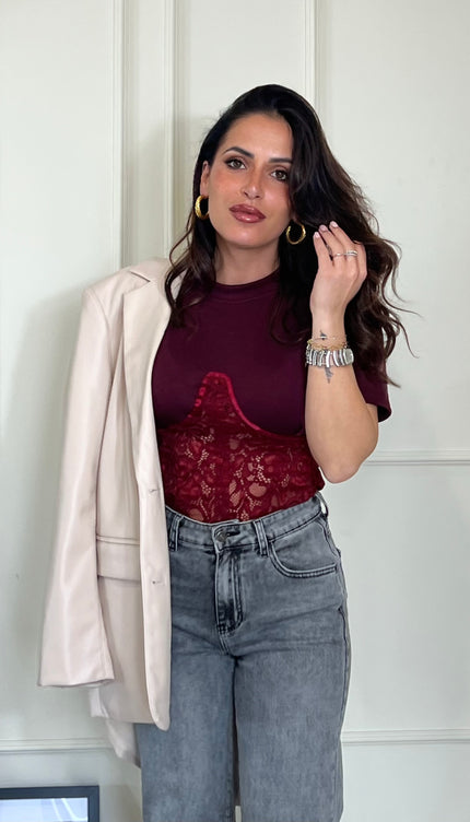 T-shirt Bustier Bordeaux