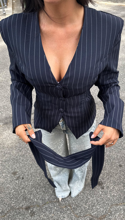 Blazer Gessato Navy