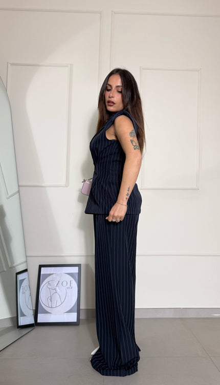 Coordinato Gessato Blu
