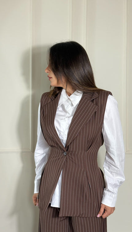 Coordinato Gessato Marrone