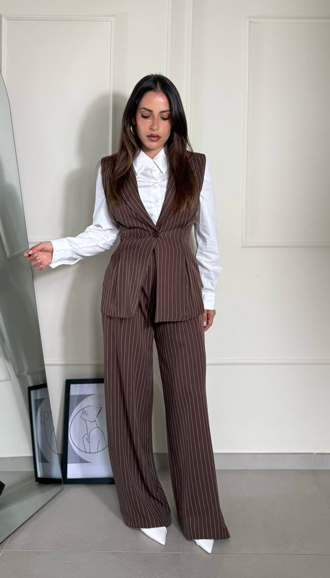 Coordinato Gessato Marrone