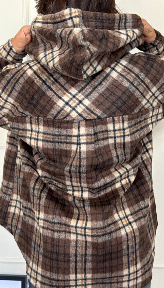 Giacca quadri con cappuccio