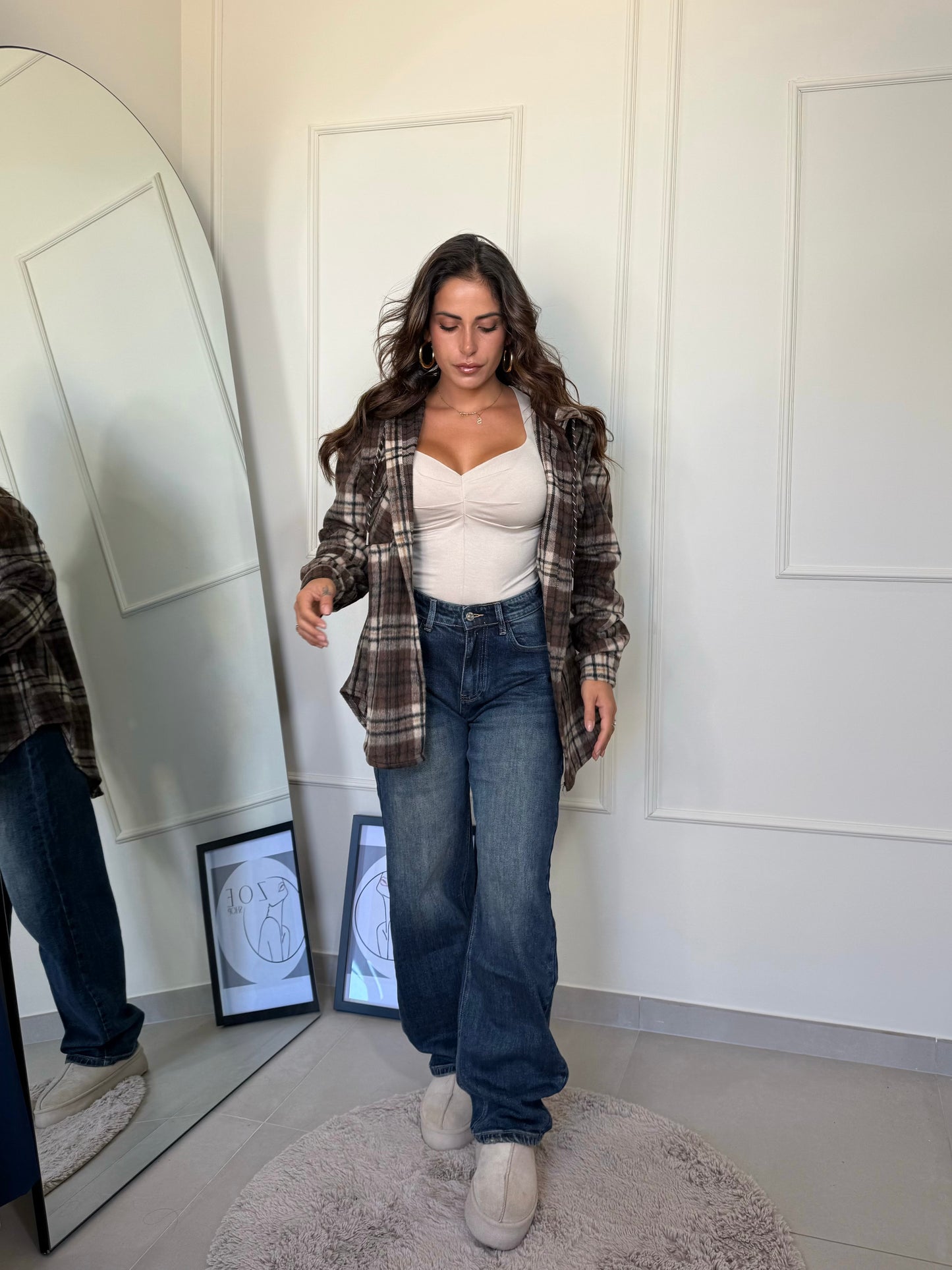 Giacca quadri con cappuccio