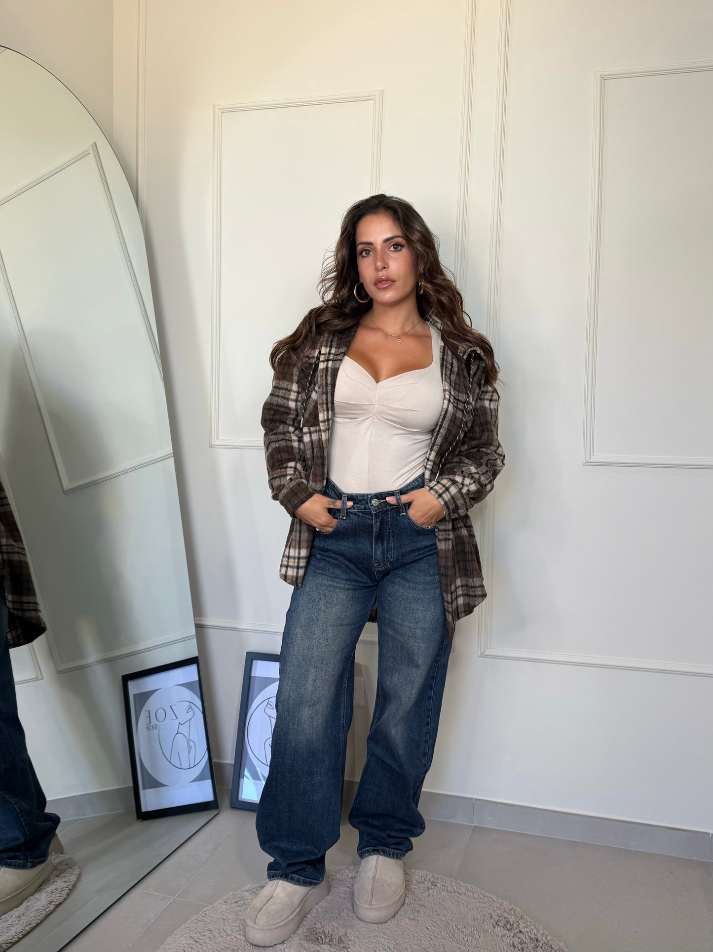 Giacca quadri con cappuccio