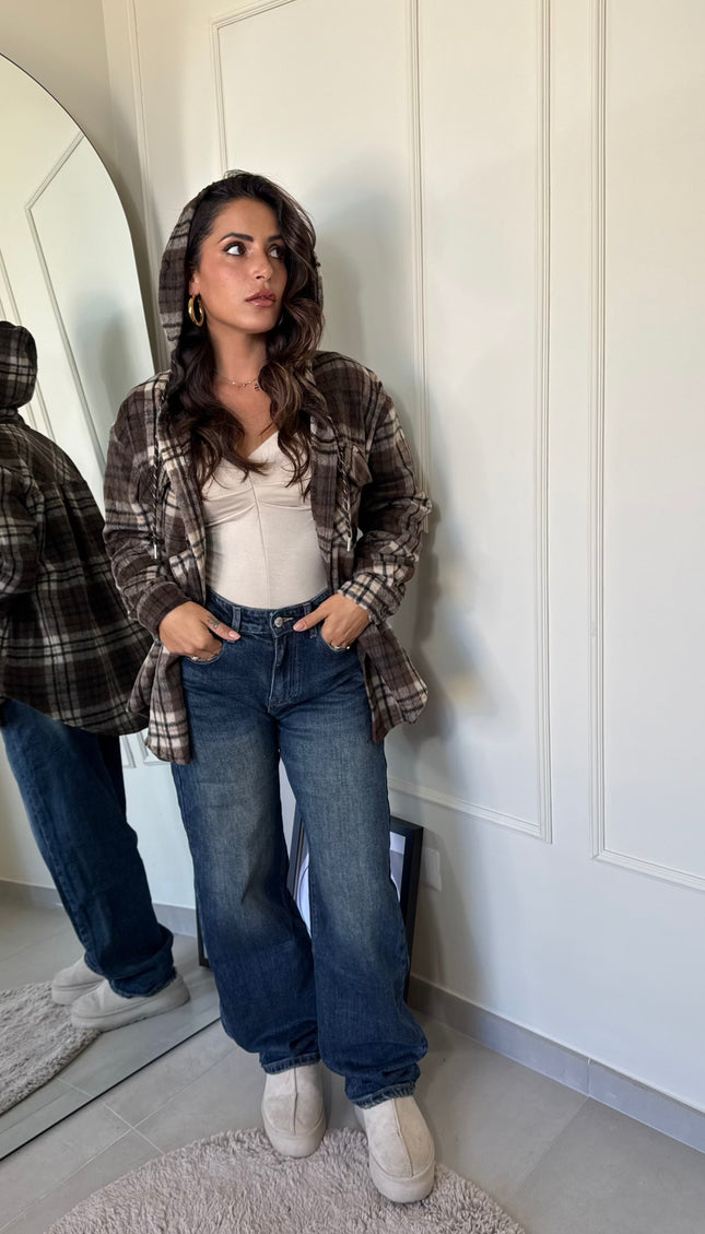 Giacca quadri con cappuccio