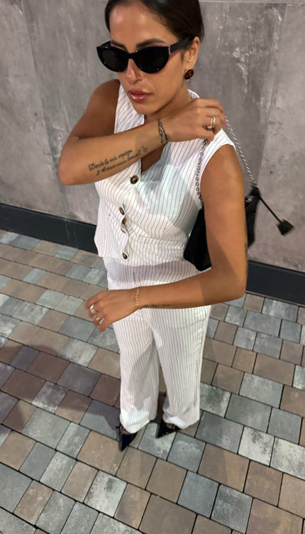 Coordinato Gessato Bianco