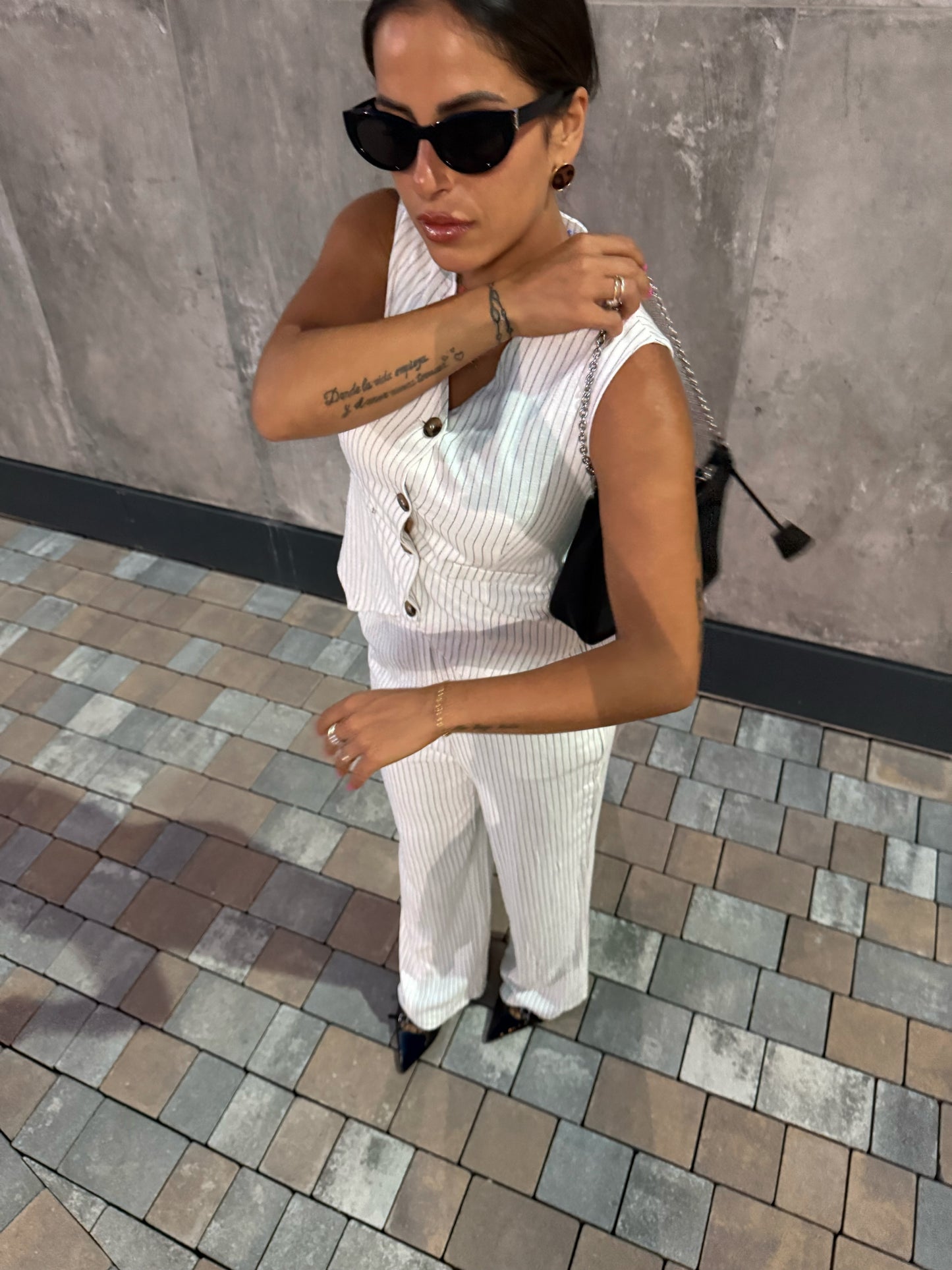 Coordinato Gessato Bianco