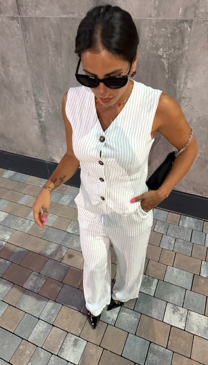 Coordinato Gessato Bianco