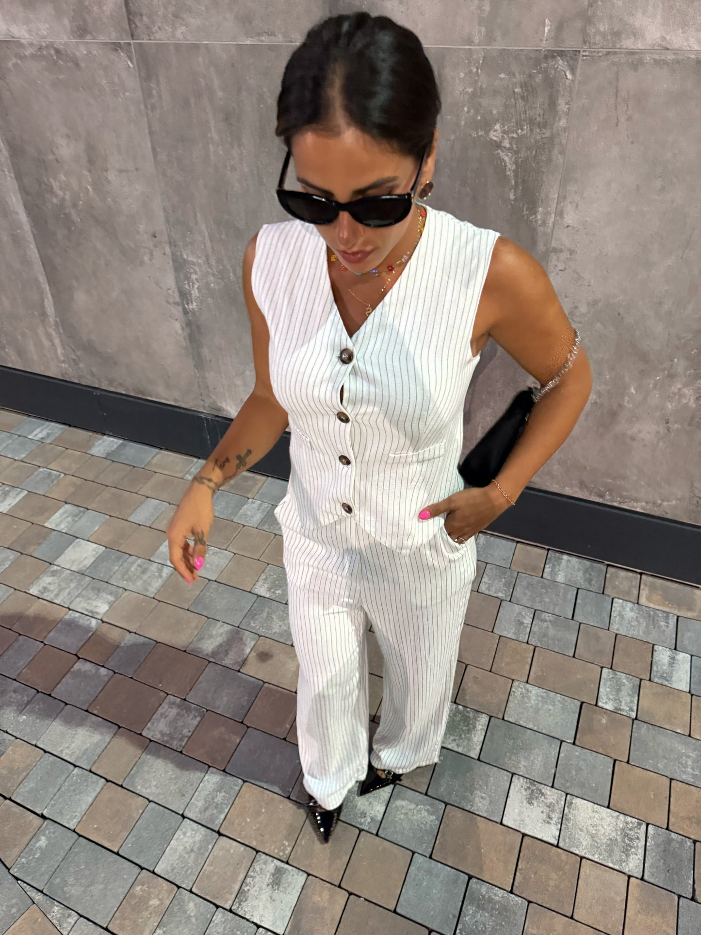 Coordinato Gessato Bianco