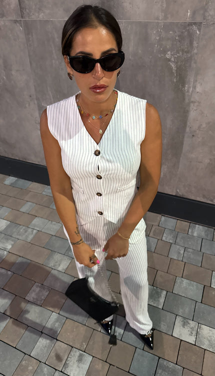 Coordinato Gessato Bianco