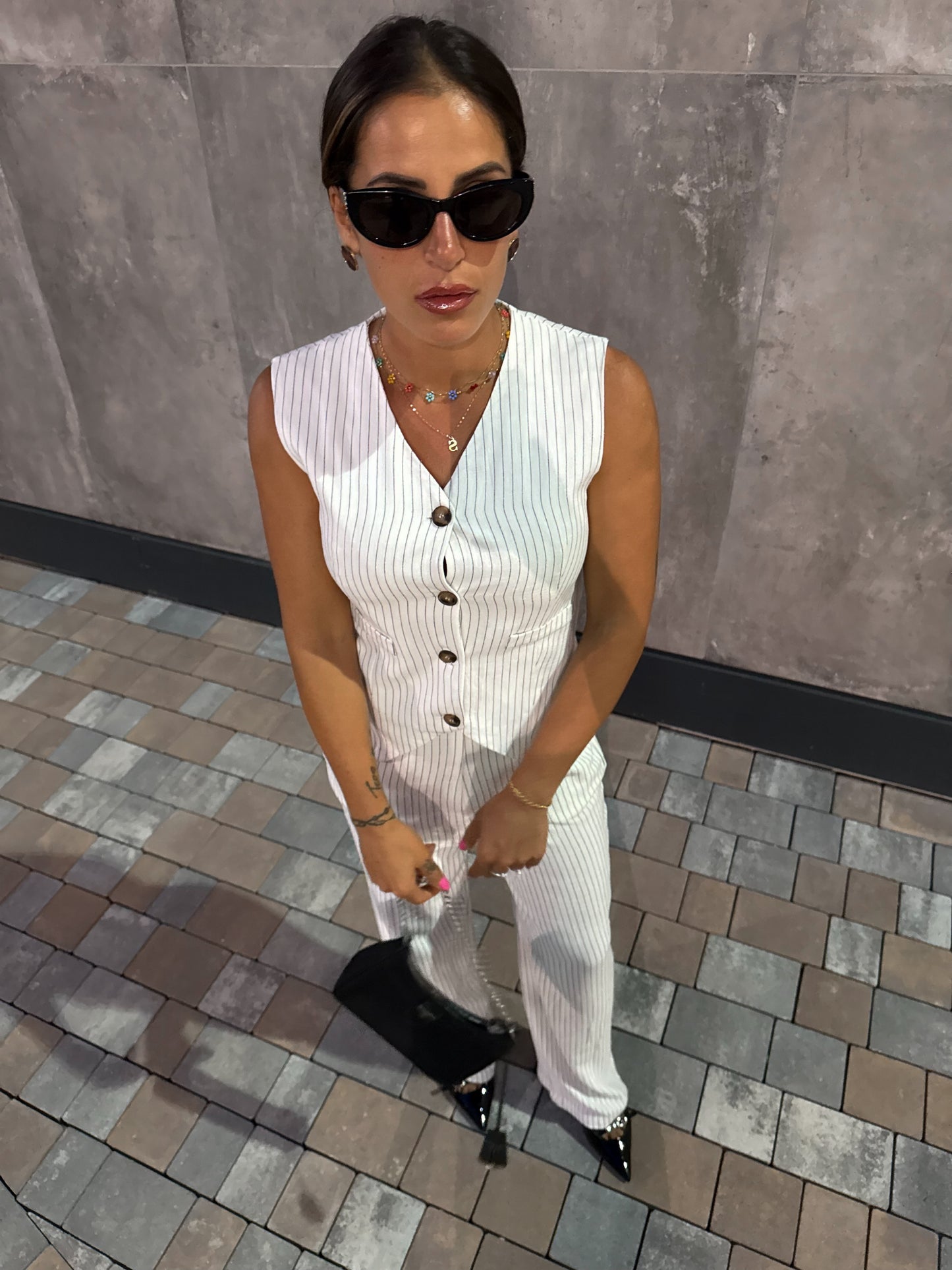 Coordinato Gessato Bianco