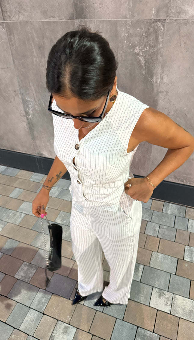 Coordinato Gessato Bianco