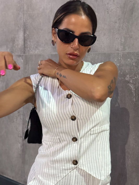 Coordinato Gessato Bianco