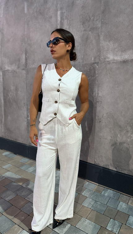 Coordinato Gessato Bianco