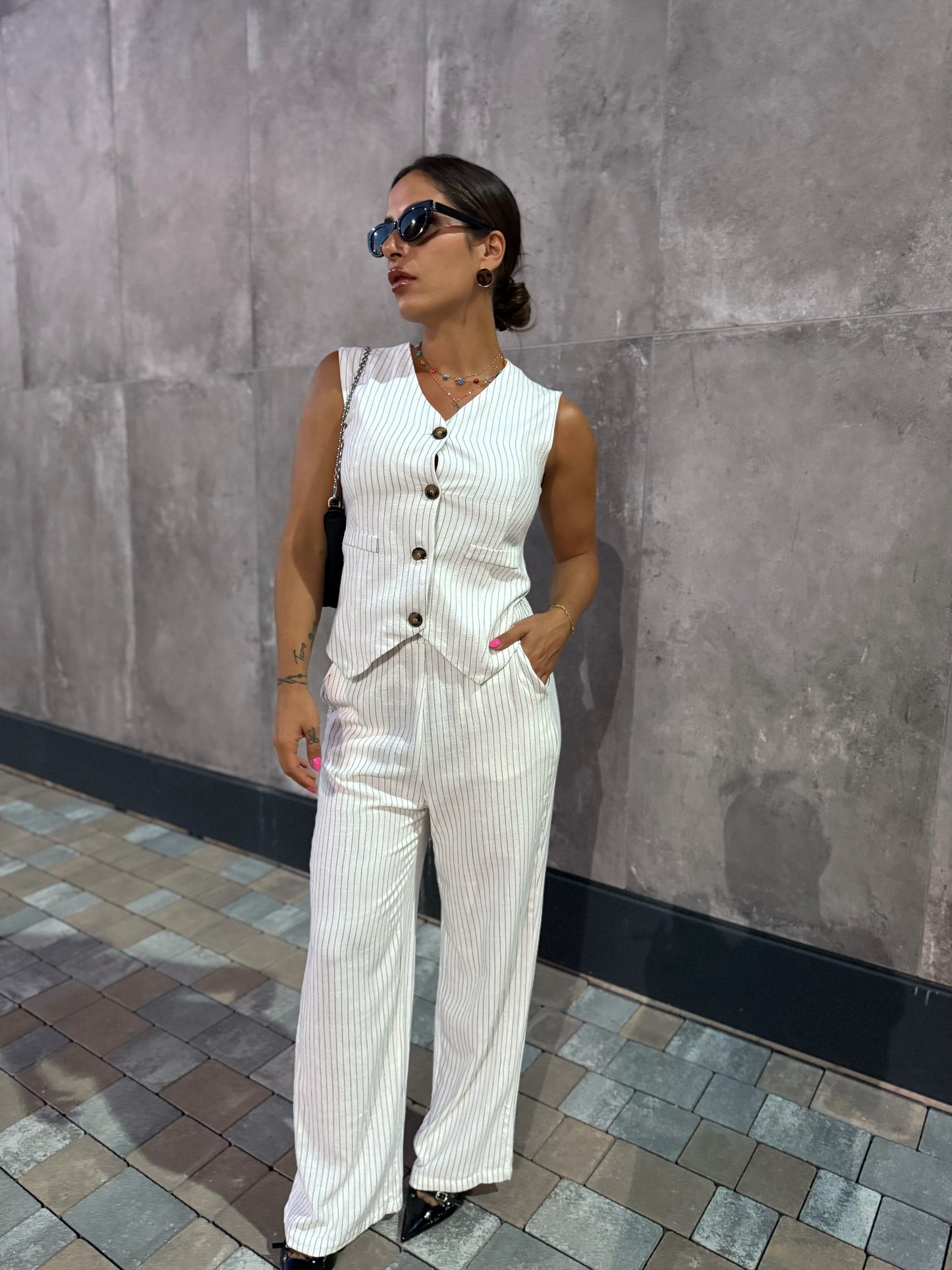 Coordinato Gessato Bianco