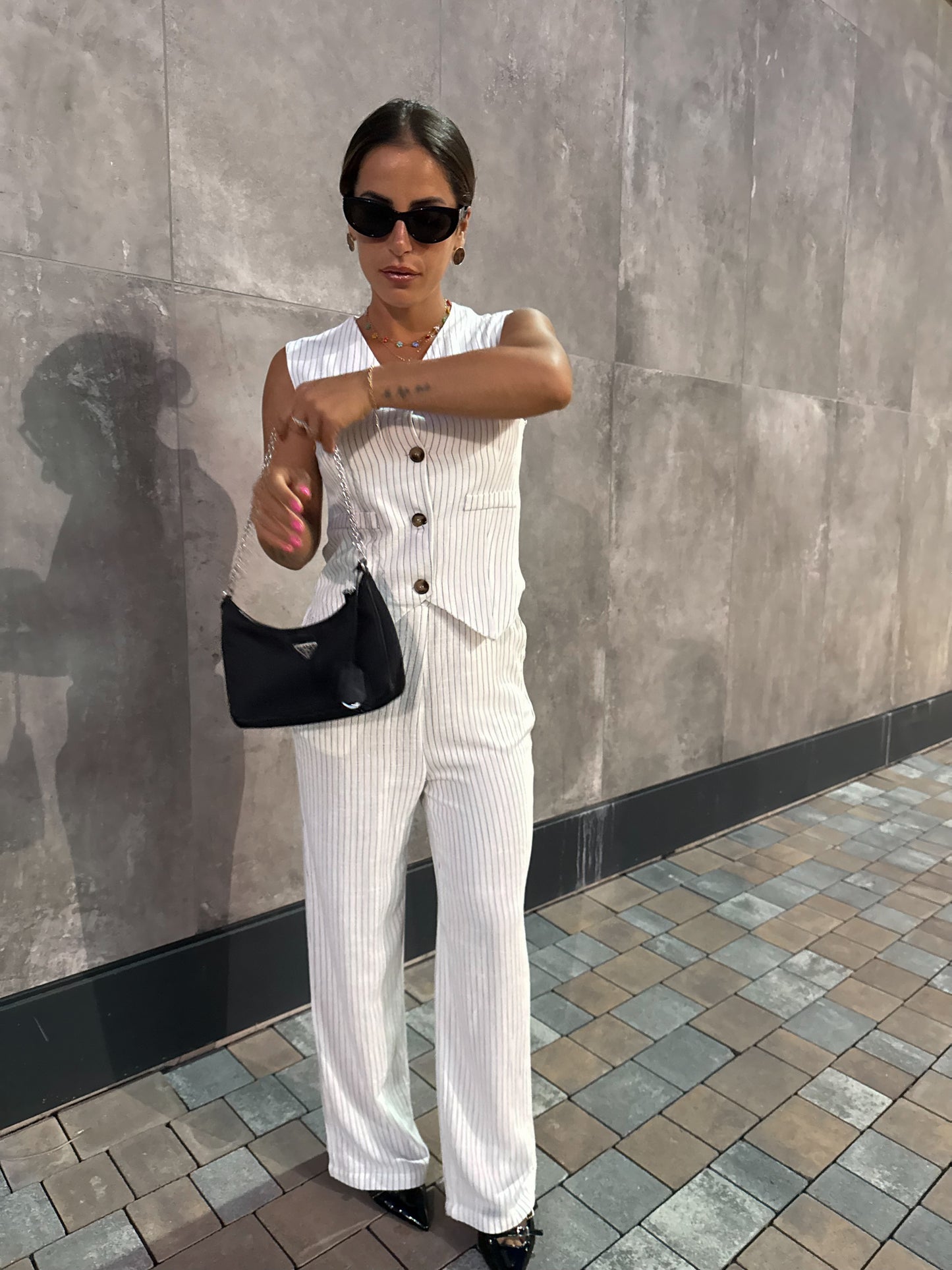 Coordinato Gessato Bianco