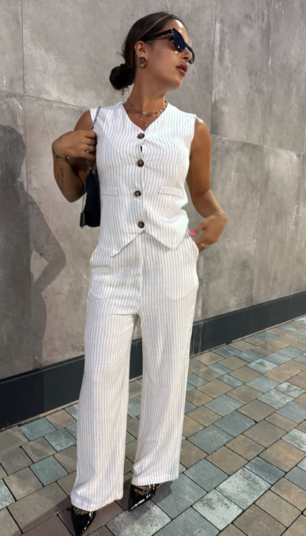 Coordinato Gessato Bianco