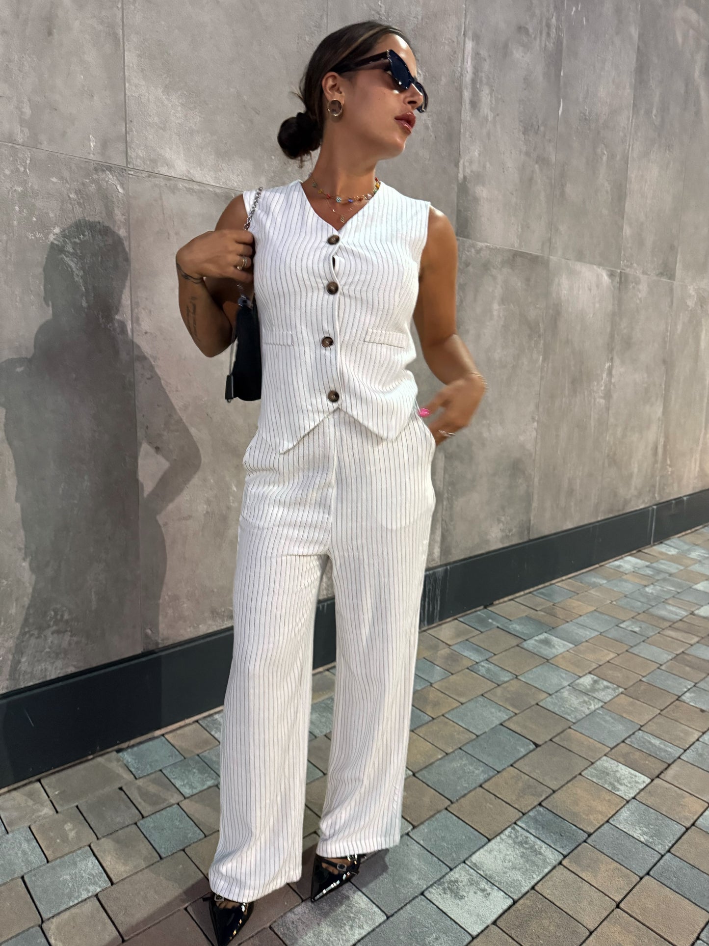 Coordinato Gessato Bianco