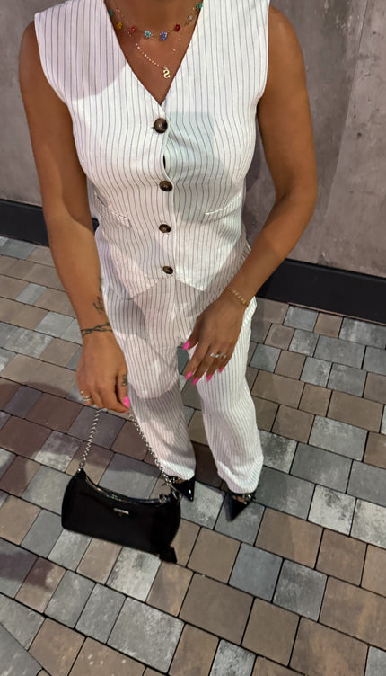 Coordinato Gessato Bianco