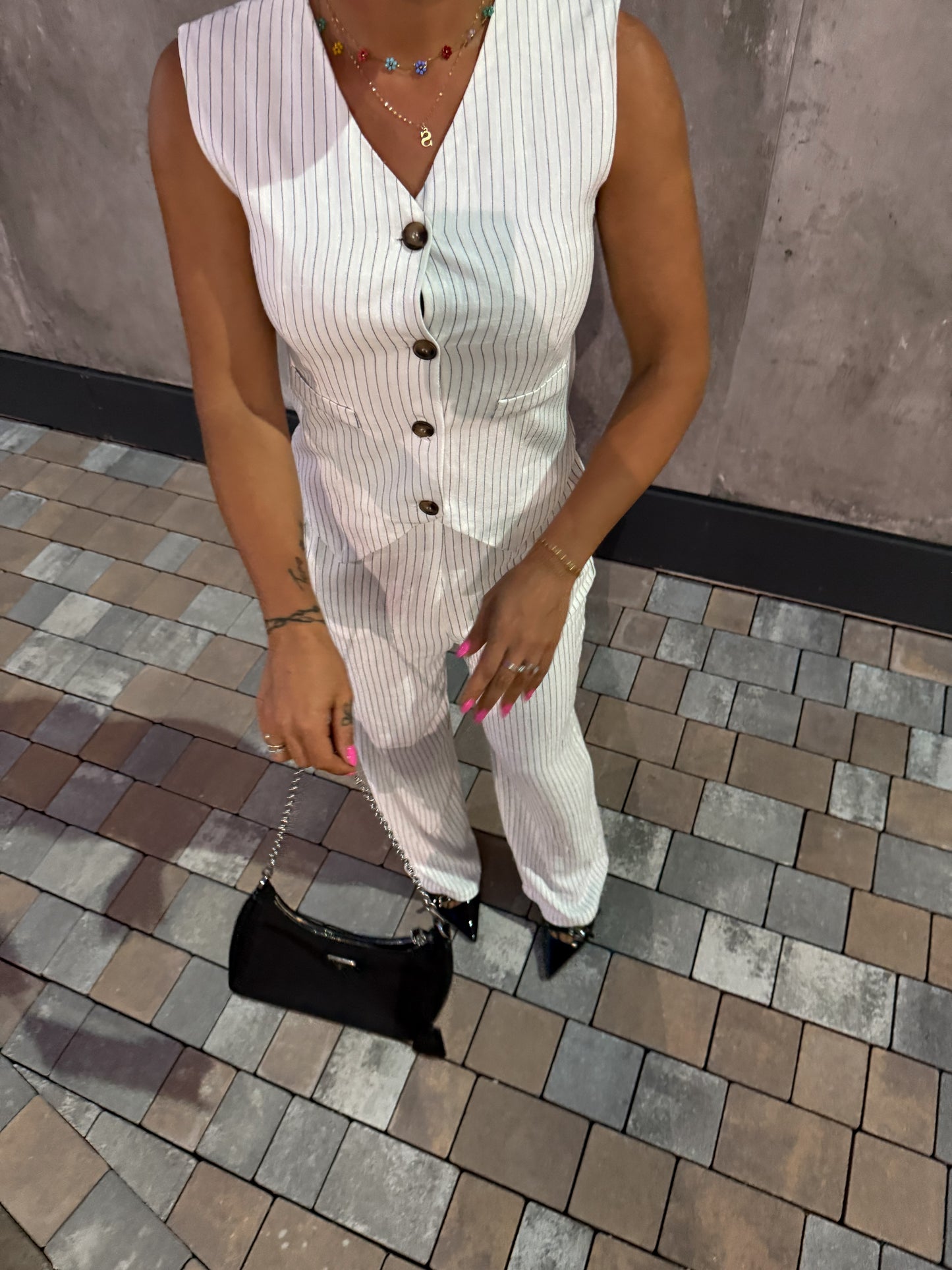 Coordinato Gessato Bianco