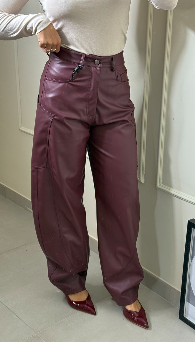 Pantalone Lumina Ecopelle Bordeaux
