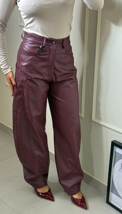 Pantalone Lumina Ecopelle Bordeaux