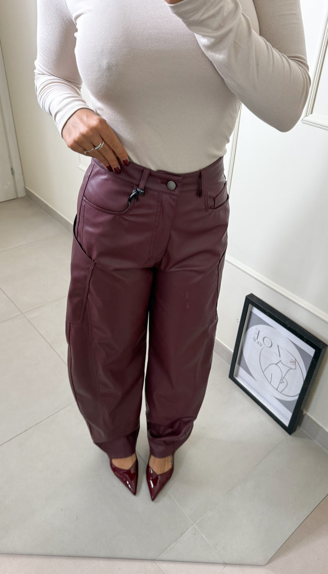Pantalone Lumina Ecopelle Bordeaux